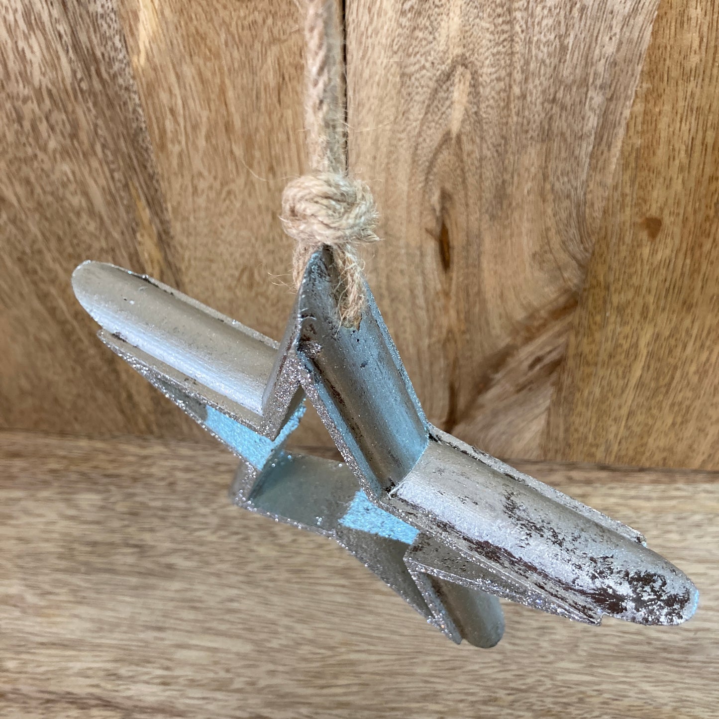 Hanging wooden star - from above