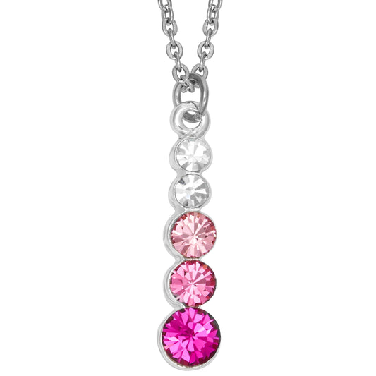 Crystal droplet Silver necklace - pink