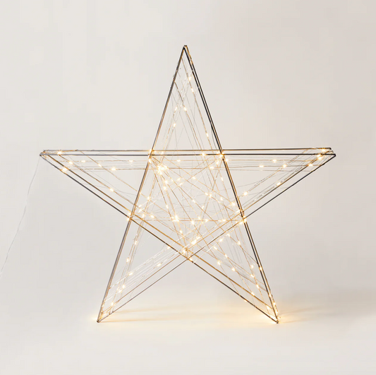 Lit hanging star.