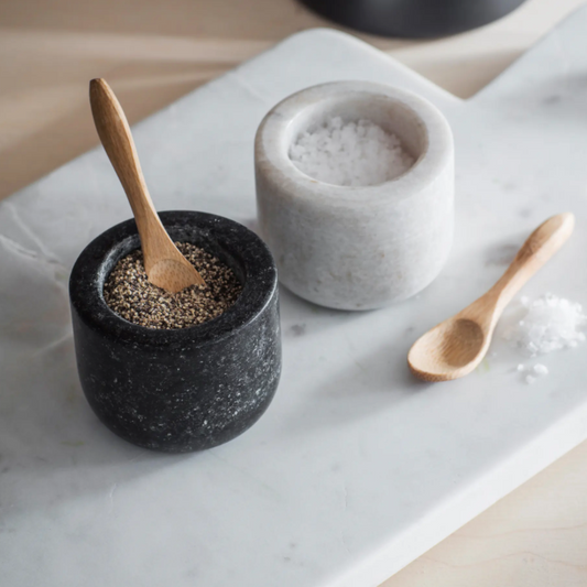 Marble and granite salt & pepper pinch pots - set of 2