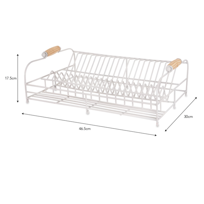 Classic wire dish rack - Chalk with dimensions. 