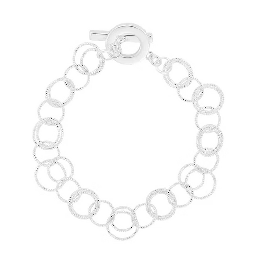 Rhodium Plated toggle & bar closure