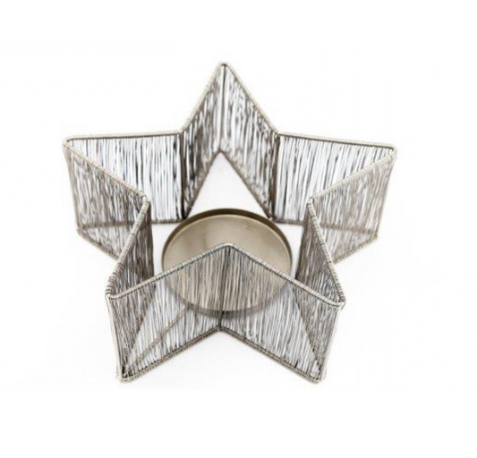 Christmas silver star Tea light holder