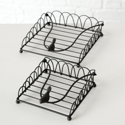 Black Metal Napkin Holder With Bird Weight - Regular or Cocktail sized