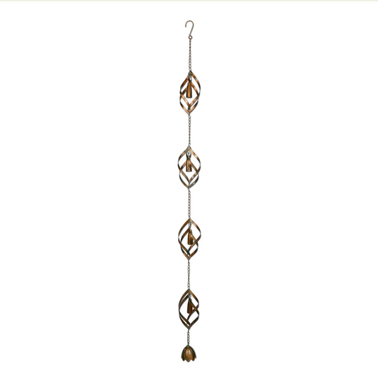 Decorative hanging chain with geometric designs on a white background