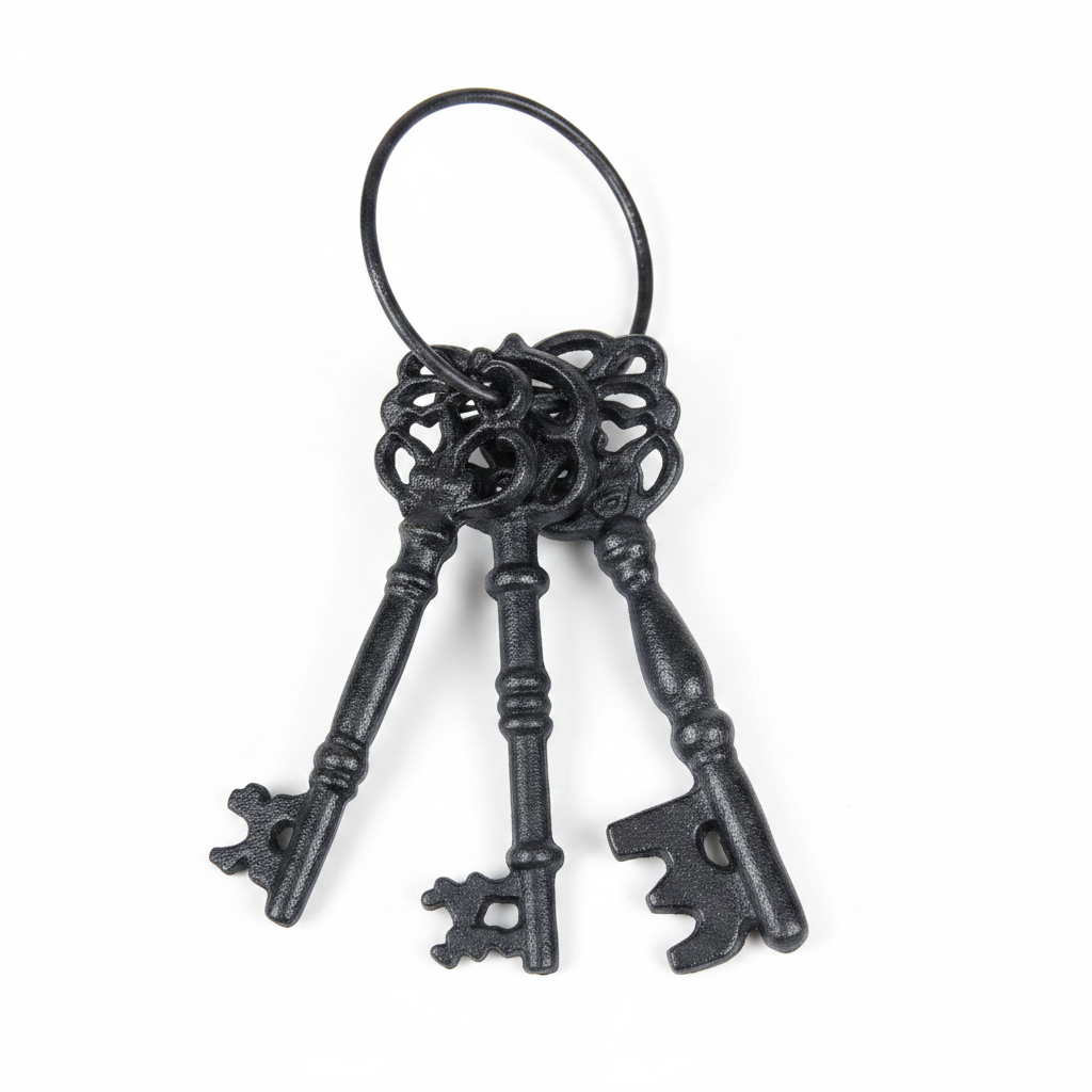 Set of black keys on a white background