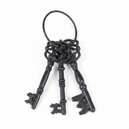 Set of black keys on a white background