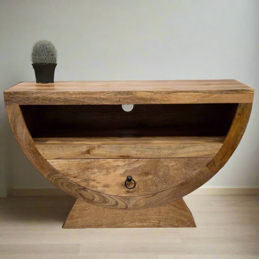 Mango wood half moon shaper TV small sideboard