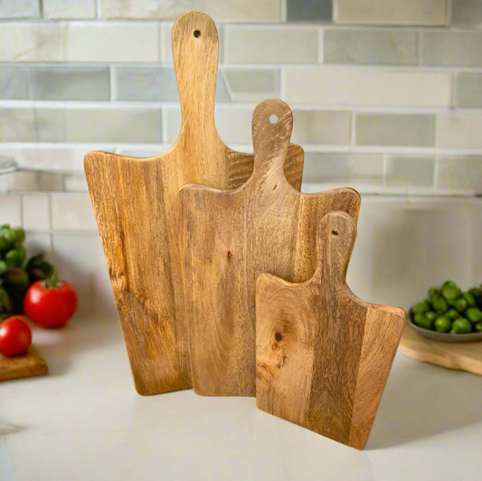 Solid Mango wood food serving paddle boards - Available in 3 sizes