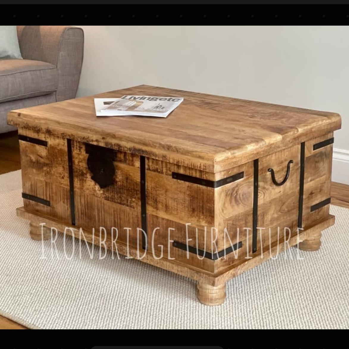Size 3 Large rustic rough cut Mango wood trunk on feet - 91cm wide angle shot