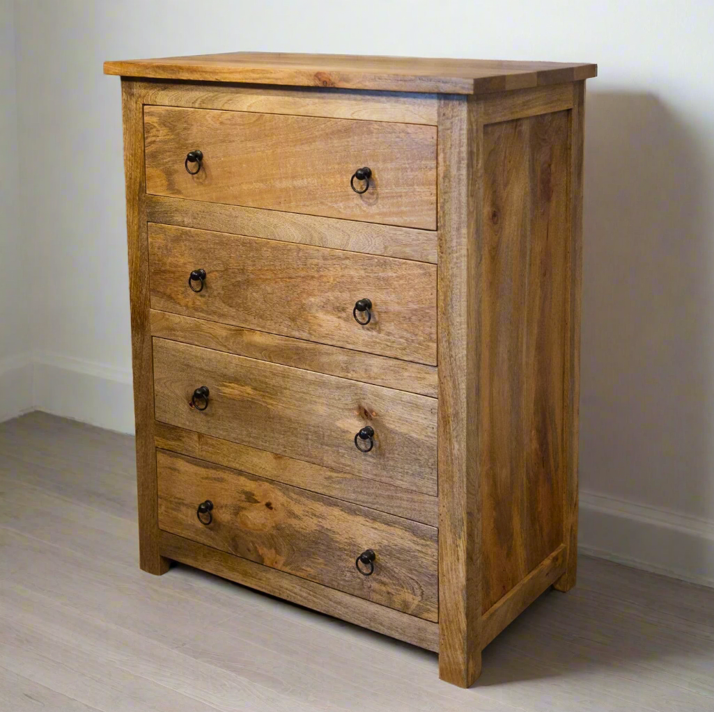 Large 4 drawer chest of drawers 100cm high at an angle. 