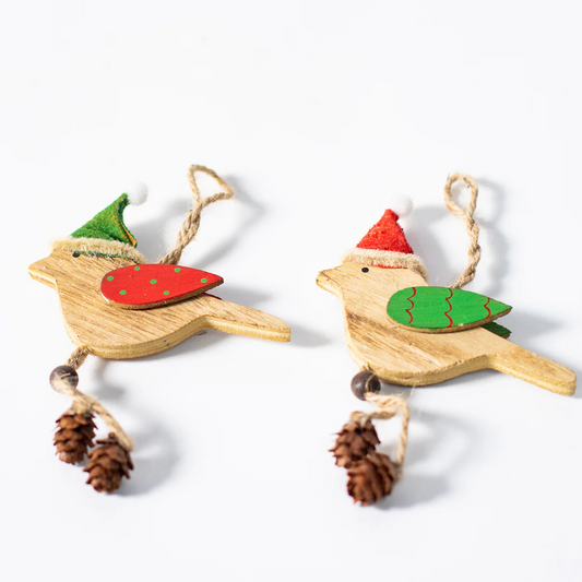 Hanging wooden robins