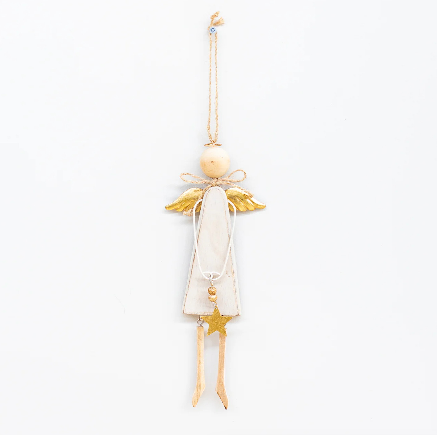 Hanging angel with golden wings