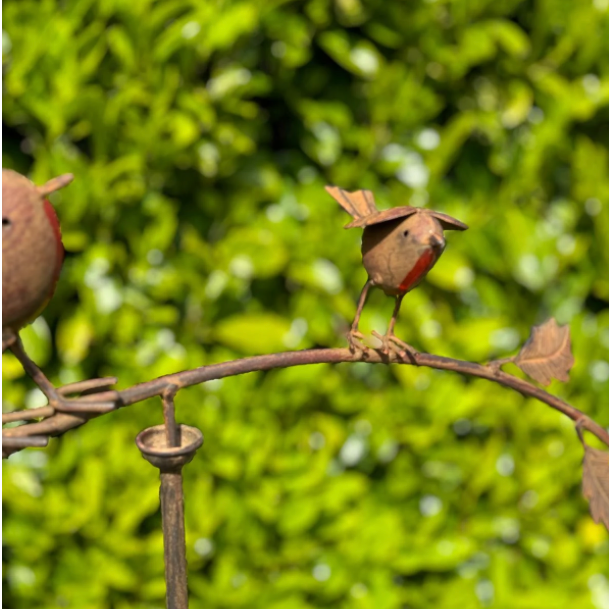 Robin balancer wind spinner (mum and baby robin). Close up of baby robin. 