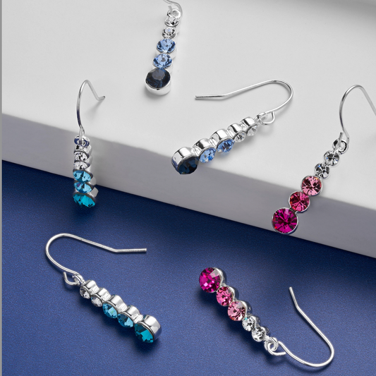 Crystal droplet Silver plated earrings - 3 designs