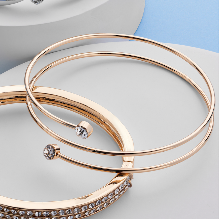 Gold crystal wrap bangle