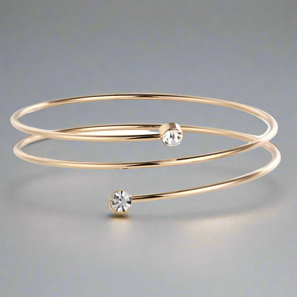 Gold crystal wrap bangle -front view