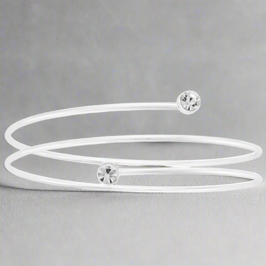 Rhodium crystal wrap bangle IBAN1866