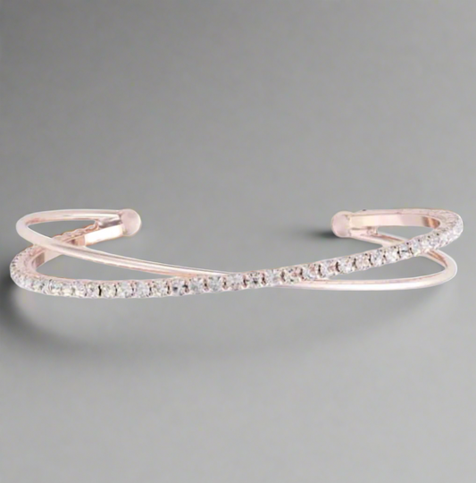 Rose Gold crystal criss cross cuff bangle IBAN1854