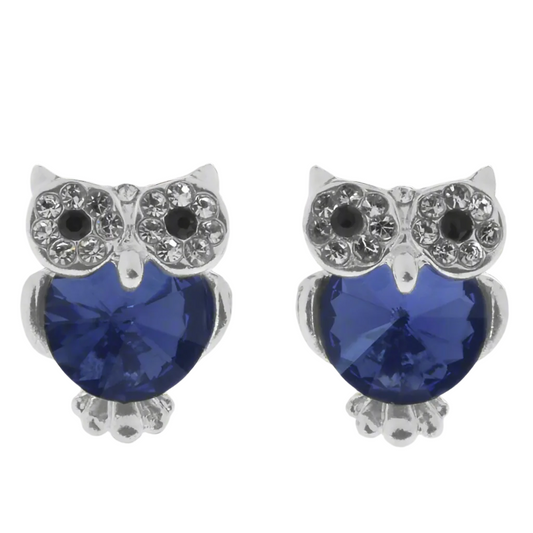Silver Montana owl earrings - IEAR0300C