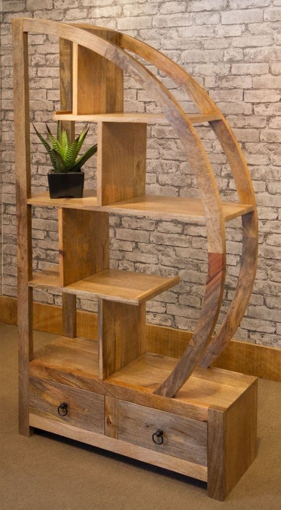 Mango wood arched room divider with drawers. 2 designs. Side B. 