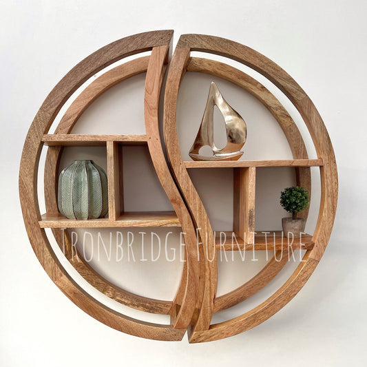 Yin Yang 75cm Floating Mango wood shelves