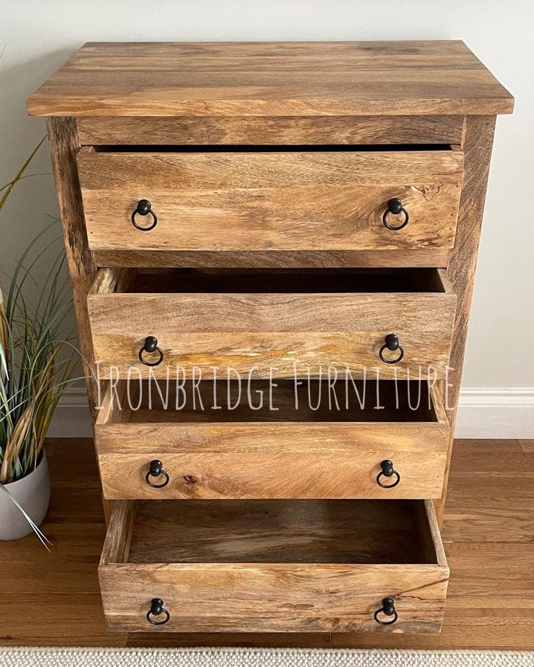 Large 4 drawer chest of drawers 100cm high with open drawers. 