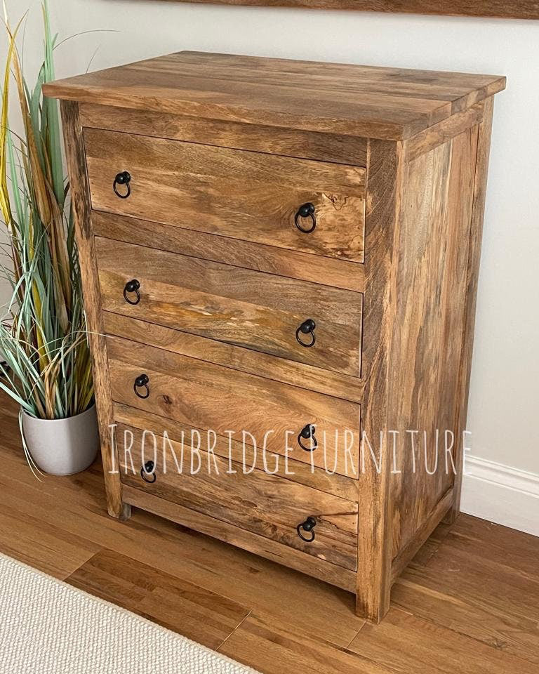 Large 4 drawer chest of drawers 100cm high at a higher angle. 