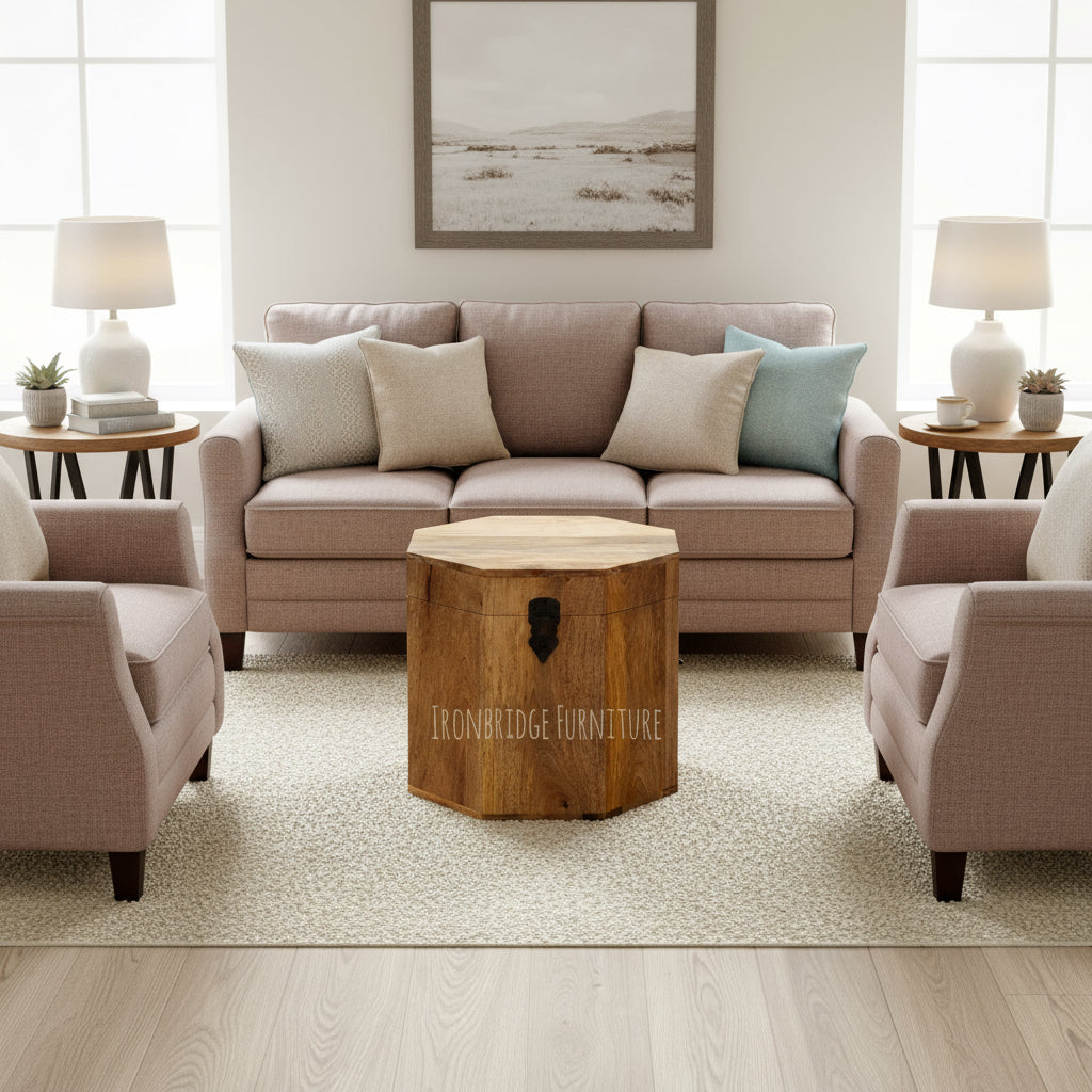 Mango wood octagonal treasure chest