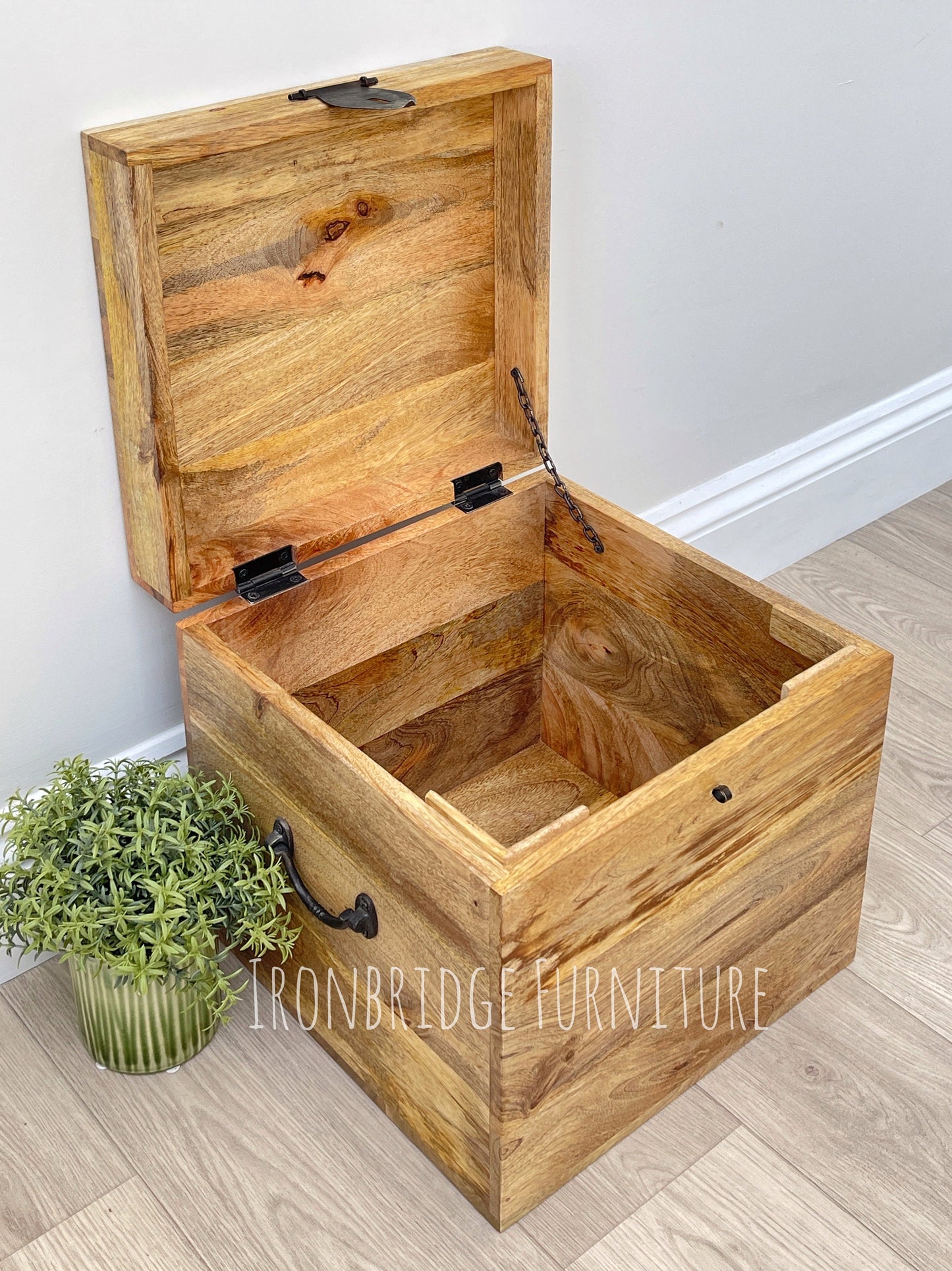 Solid Mango wood vinyl record storage box. 2 sizes available