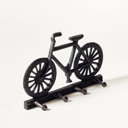 Black painted cast iron bike design set of hooks