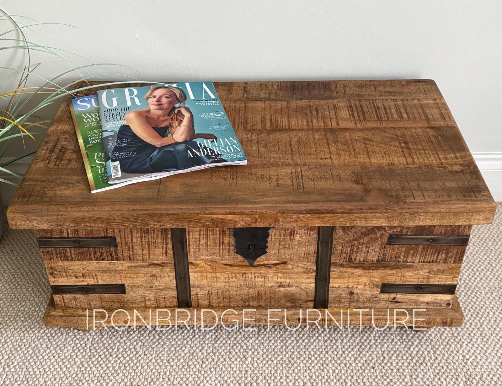 Size 1 Small rustic rough cut Mango wood trunk on feet - 76cm wide. from the top