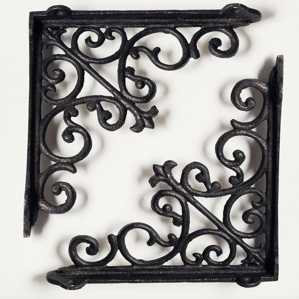 Pair of cast iron brackets - ideal for shelving and hanging baskets. Two shown