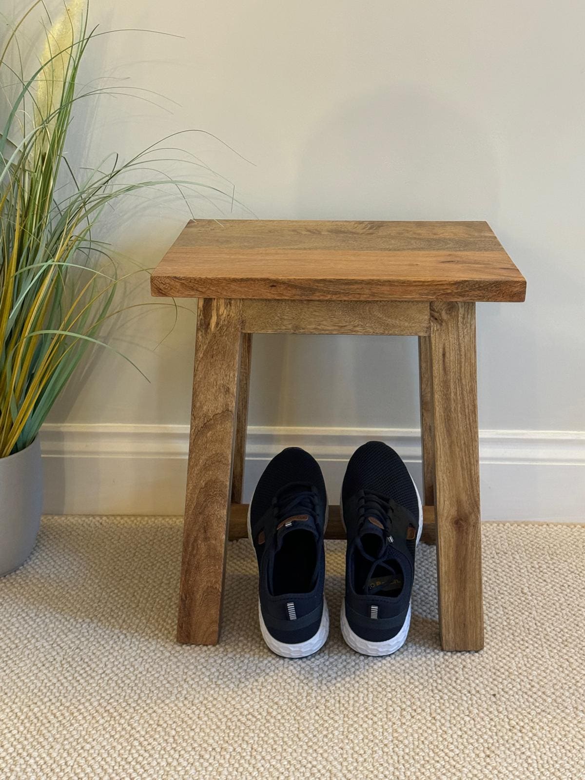 Mango wood stool or occasional side table with accessories