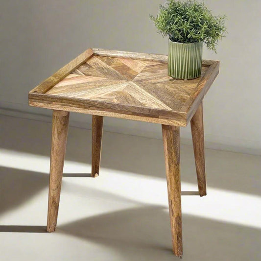 MANT-508 Mango wood 45cm square Parquet coffee table