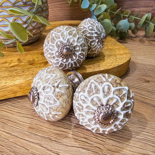 Set of 4 hand painted ceramic knob handles. 