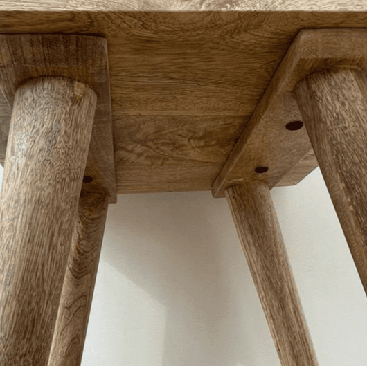 MANT-517 Mango Wood 1 drawer bed side table on tapered legs 60cm high underneath