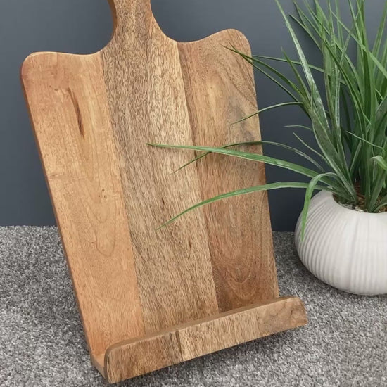 Video of Mango wood recipe stand with handle