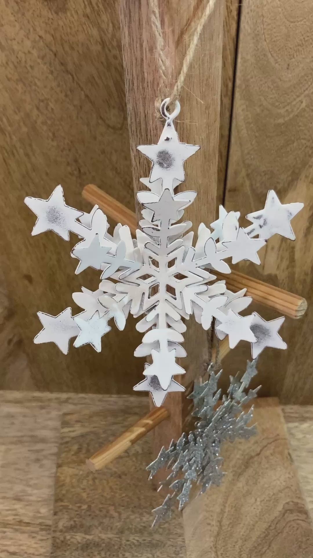 Hanging snowflakes. - video