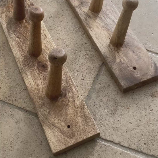 Solid Mango Wood Peg Style Coat Racks in 3 and 4 peg sizes