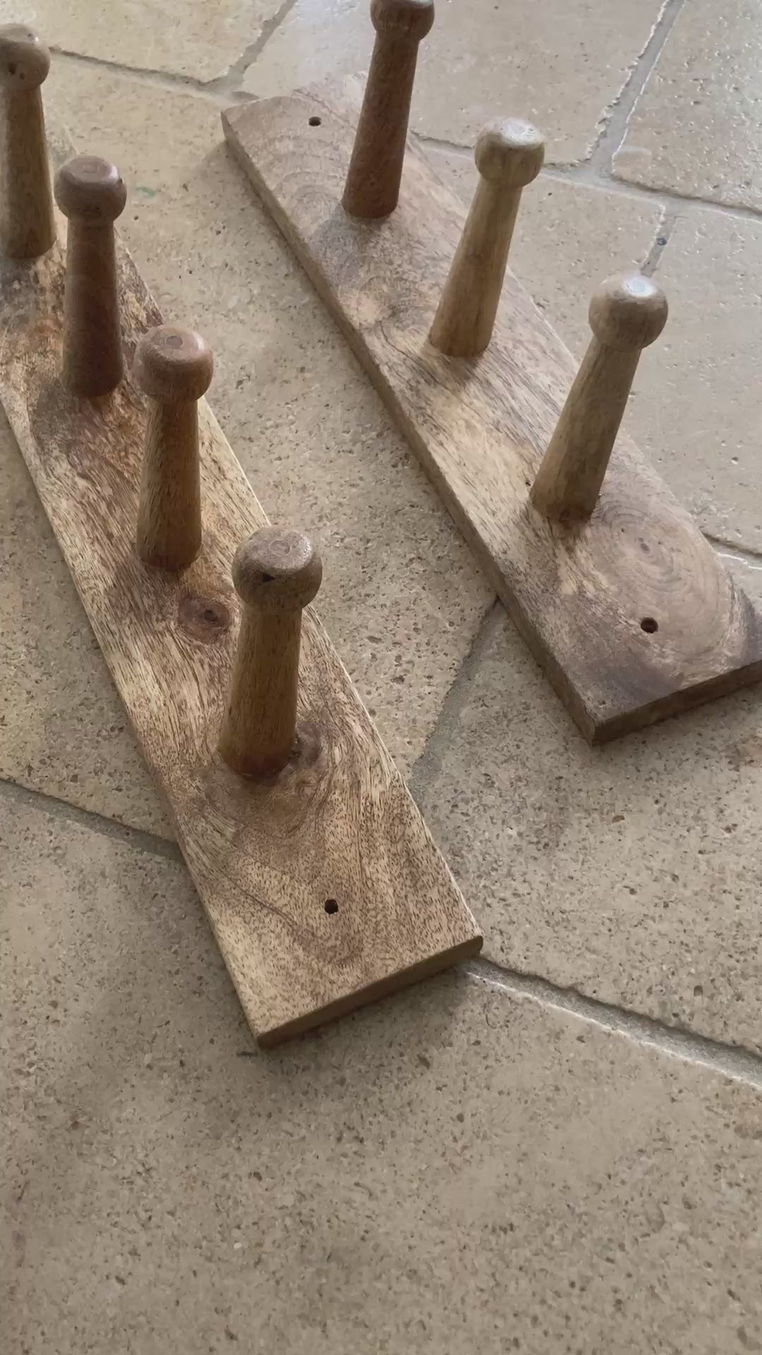 Solid Mango Wood Peg Style Coat Racks in 3 and 4 peg sizes
