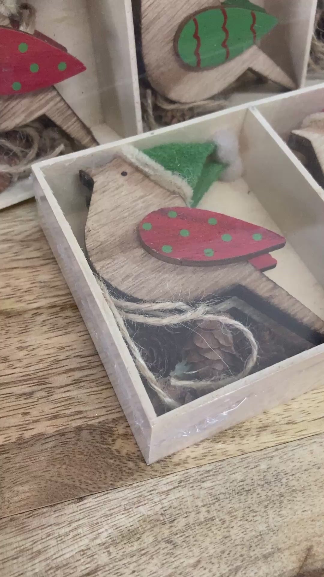 Hanging wooden robin - video