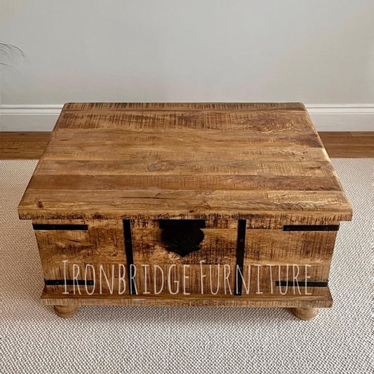 Beautiful Size 3 Large rustic rough cut Mango wood trunk on feet - 91cm wide